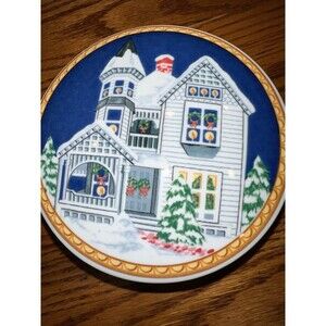 Mikasa Victorian Holiday Round Porcelain Trinket Box Discontinued Winter
